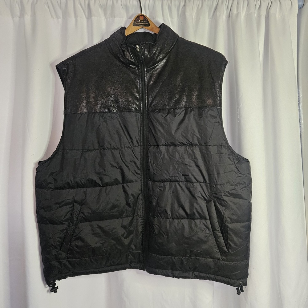 Pelle Pelle‎ Sz 4XL Reversible Sleeveless Full Zip Puffer Vest Black  Warm